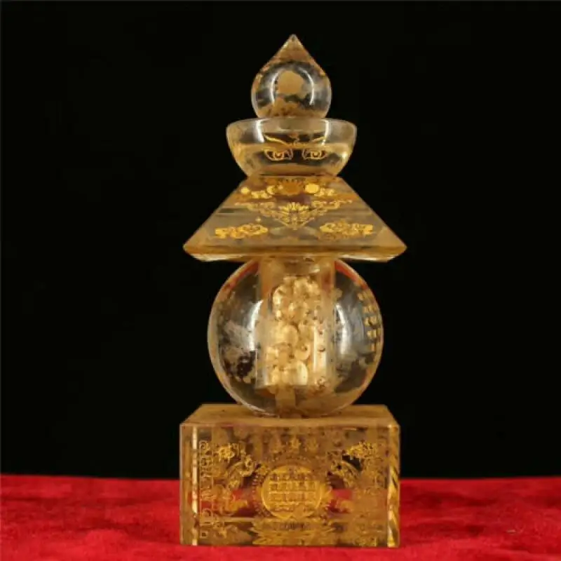 

Collection Old Temple Crystal Gilt Scripture Sharipu Stupa Sarira Buddha Relic