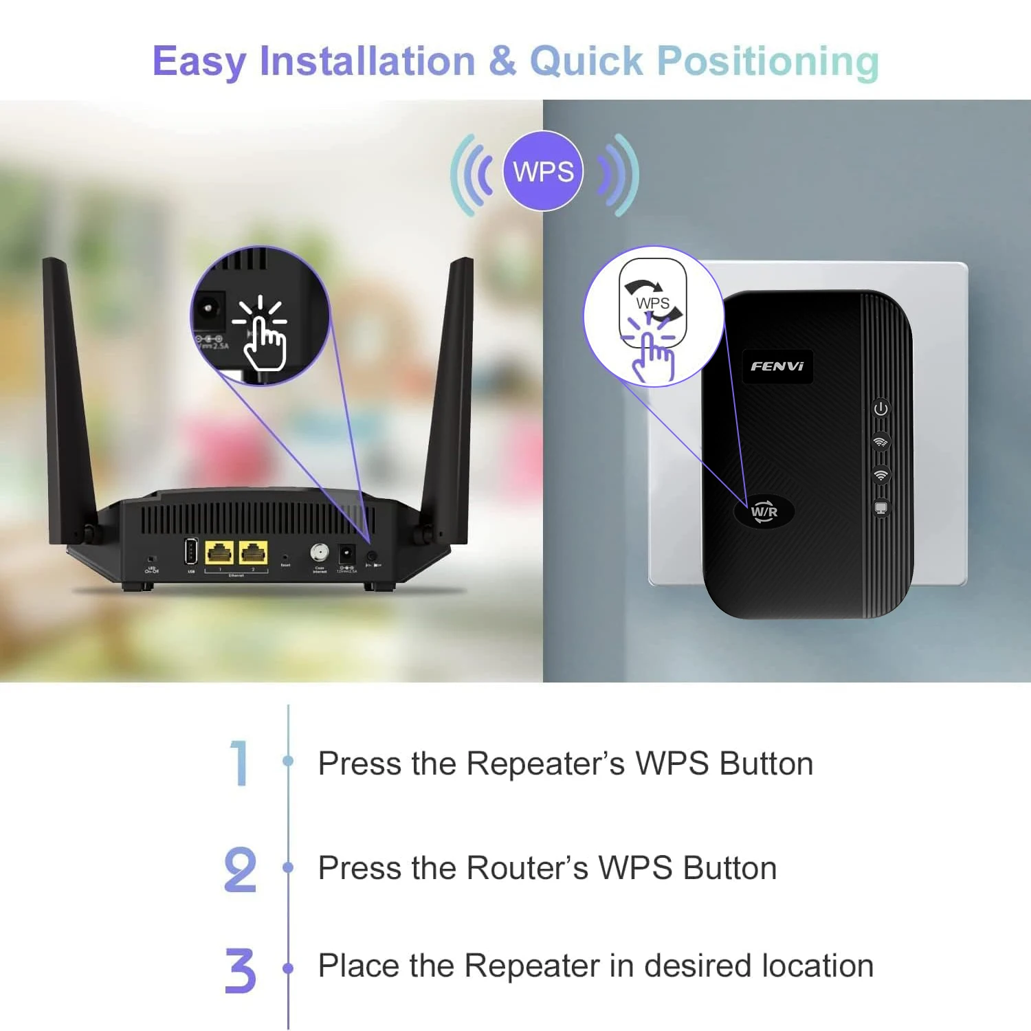 300Mbps WiFi Repeater 2.4GHz Wireless Range Extender with AP Mode US Plug Long Range Signal Booster for Home Router
