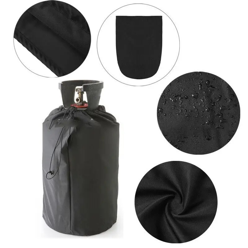 Oxford Propane Tank Cover 210D Outdoor Waterproof Dustproof Gas Bottles Cover Camping Gas Stove Protective Covers Black