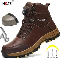 Zapatos de seguridad con botón giratorio, zapatillas de trabajo para hombre, zapatos indestructibles, zapatos protectores a prueba de pinchazos, botas de trabajo, botas tácticas