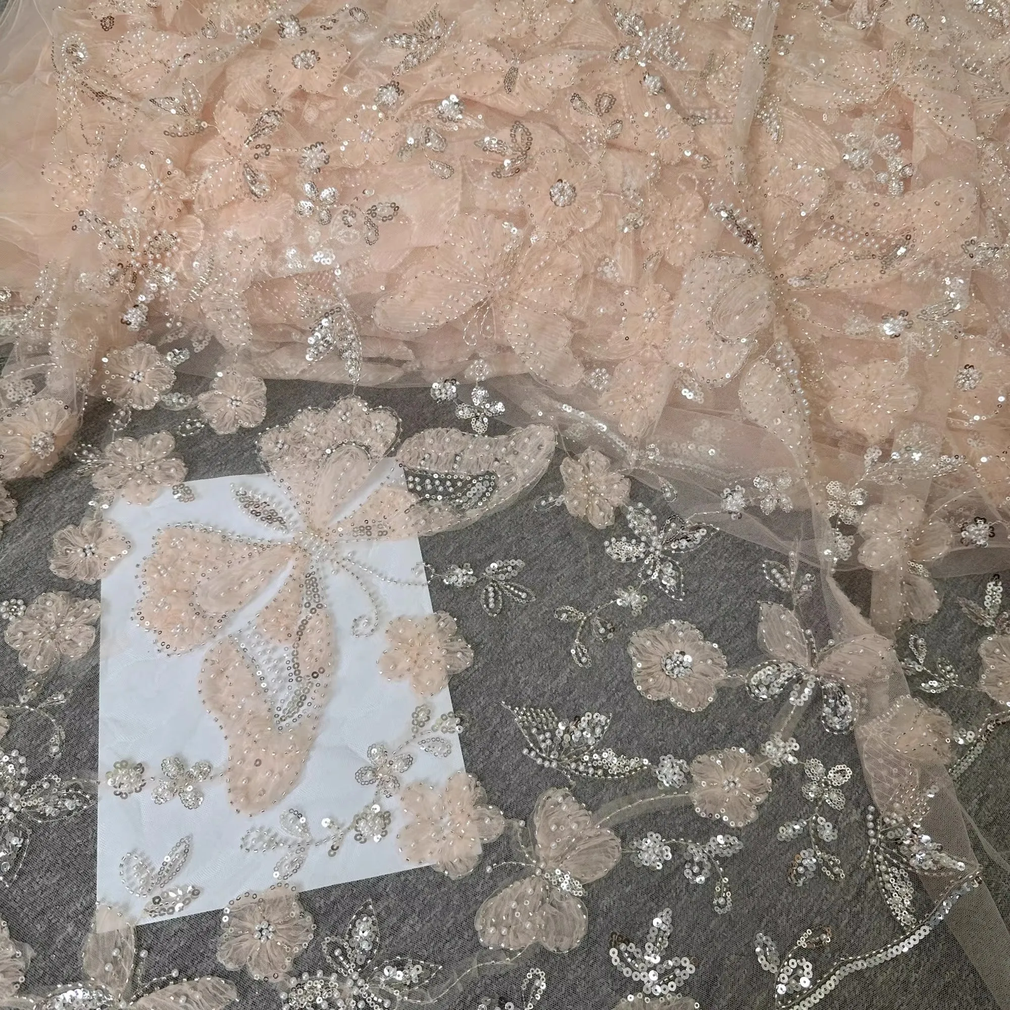 

1 ярд, новая сетчатая ткань с 3D вышивкой и блестками, дизайнерское свадебное платье по индивидуальному заказу, ткани Cheongsam для одежды