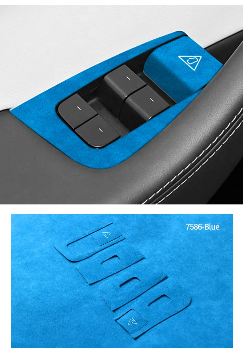 Aus Alcantara für Tesla Model Y Juniper (2025-) Fensterschalter-Panel-Abdeckung Zierleiste Aufkleber Auto-Innenraum-Tuning-Zubehör – Detail 12