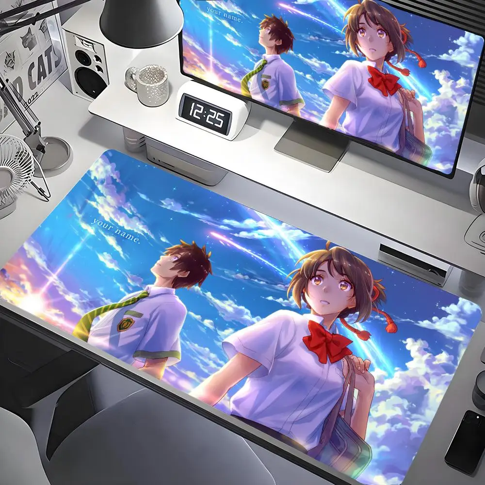 Anime Your Name Mauspad, Schreibtisch-Mauspad, niedliches HD-Schreibtischpad, erweiterte Gaming-Tastaturmatte, groß, 100 x 50 cm, XXL Gamer-Mauspad