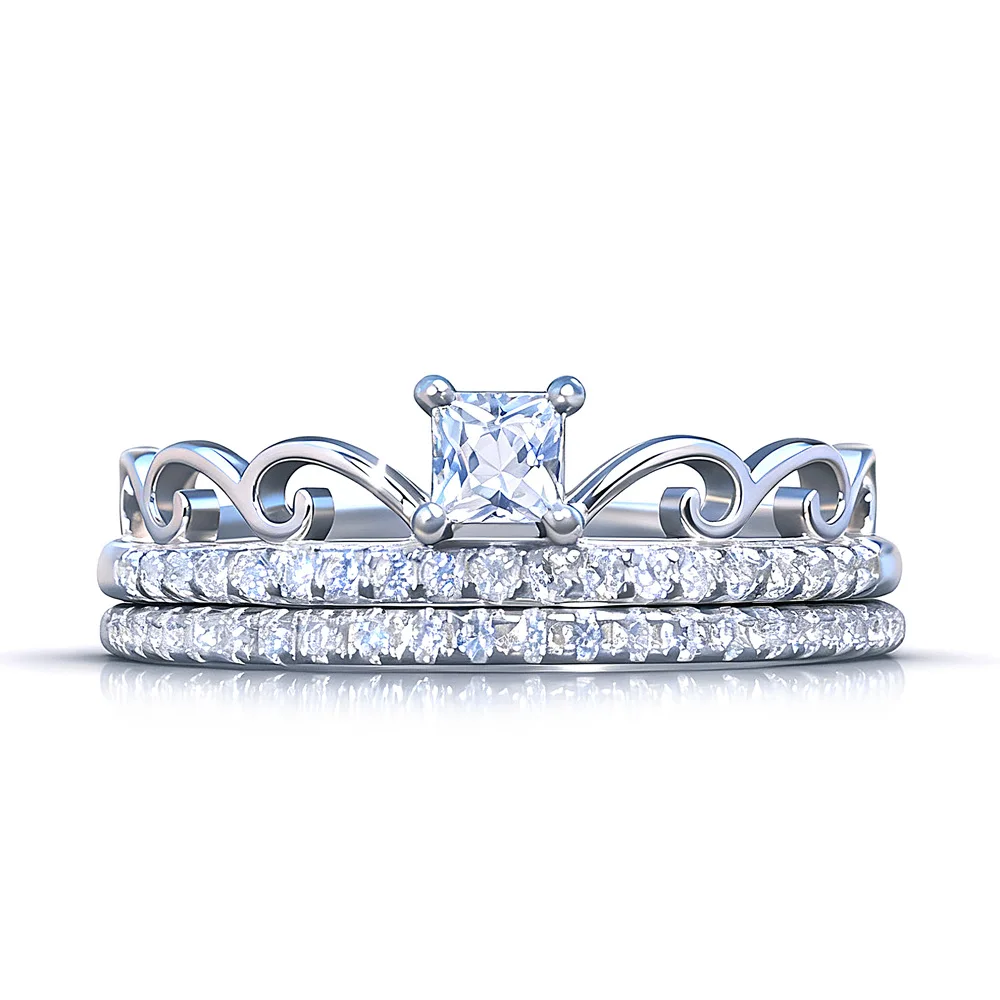 New S925 Silver Twist Crown Set Ring Personalized Light Luxury Stacked Ring Women's Trend Jewelry