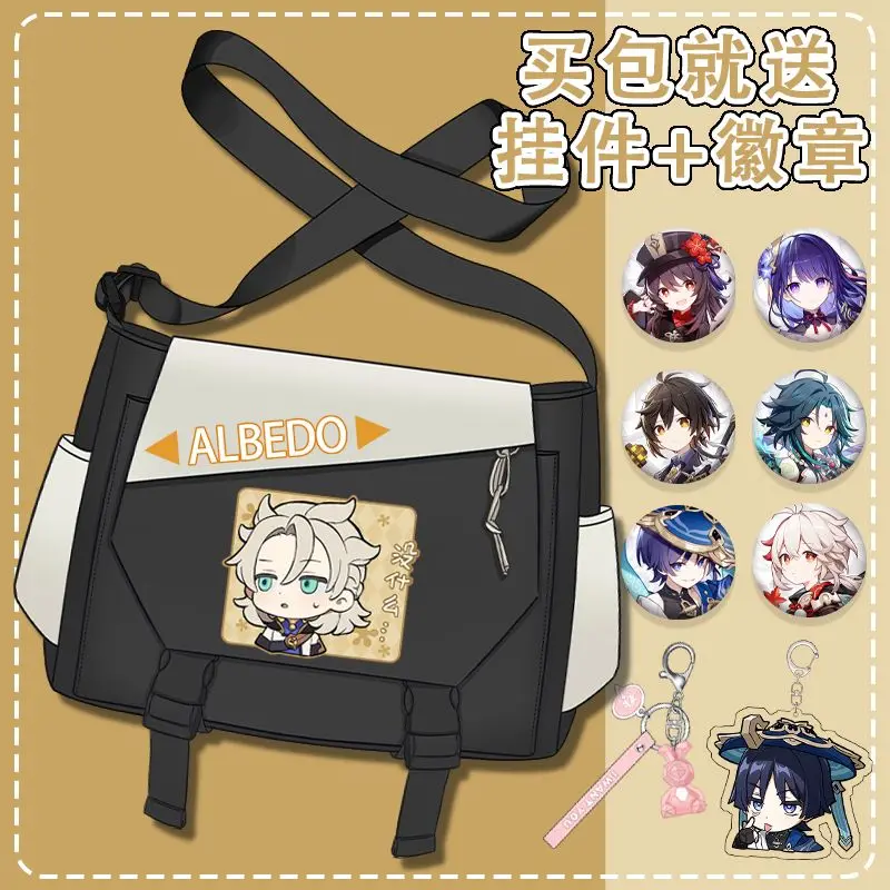 GS Impact Albedo Alhaitham Yae Miko Tartaglia Kazuha Ganyu Messenger Bag studencki Crossbody na ramię