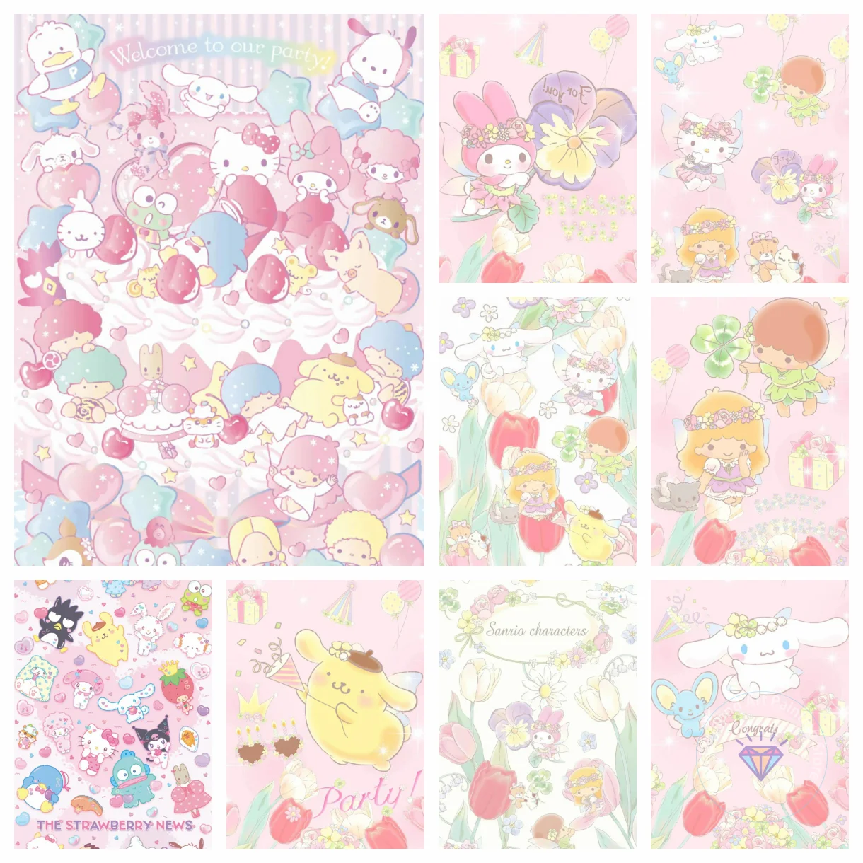 Sanrio Family AB Diamond Painting Cinnamoroll My Melody Small Fresh Handmade Mosaic Art DIY 5D Children's Home Decoration Gift