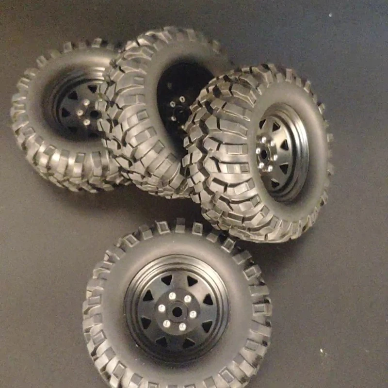 

2 Pcs 1.9-inch Retro Metal Wheels Hub with 96mm Tires and Model Wheel Tires for 1/10 1/12 RC Crawler Car Traxxas Upgrade Parts