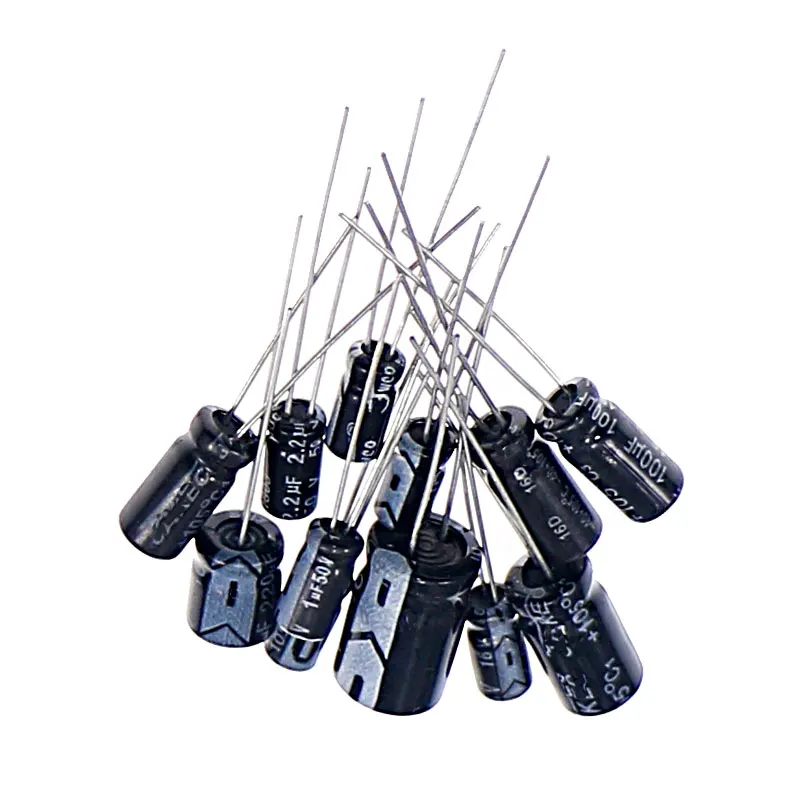 120pcs 12 Value 1uF~470uF Electrolytic Capacitors Assortment Kit  Capacitor pack 16V 25V 50V 1UF 2.2UF 3.3UF 4.7UF 10UF 22UF