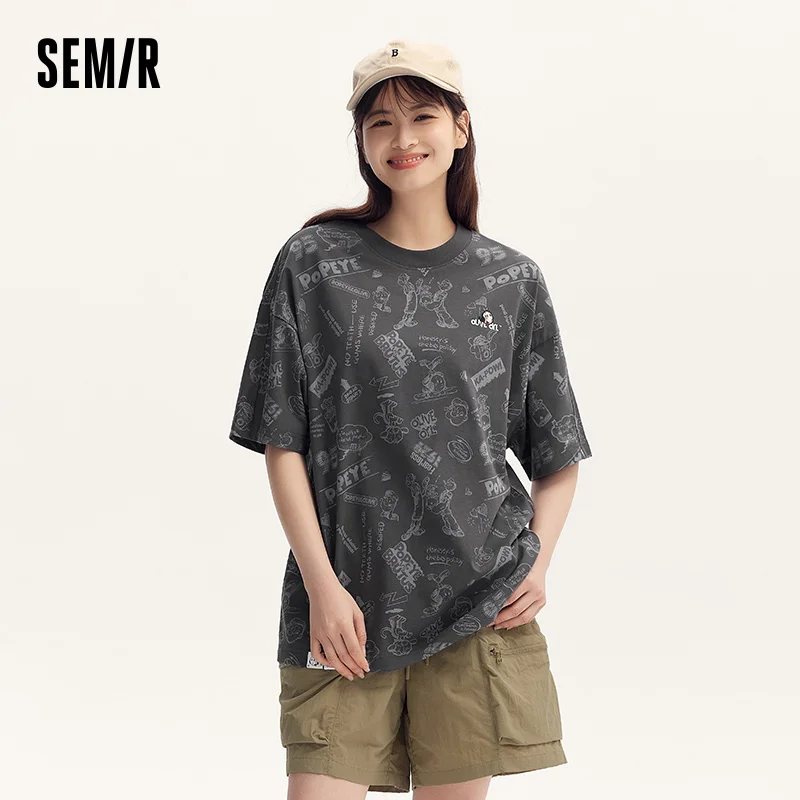 Semir Short Sleeve T-Shirt Women Popeye Co-branded 2024 New Version Oversize Summer Outfit