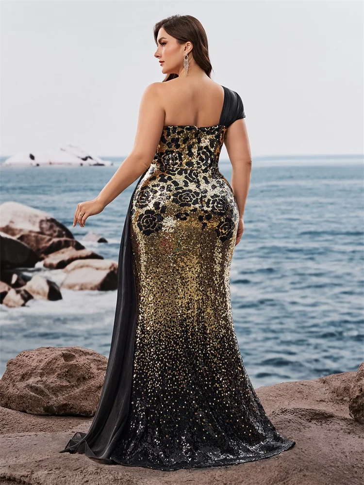 BLUEPLUM Plus Size Elegant off-shoulder Sleeveless Evening Dresses Luxurious Slit Wedding Party Mermaid Ribbon Cocktail Gowns image 2