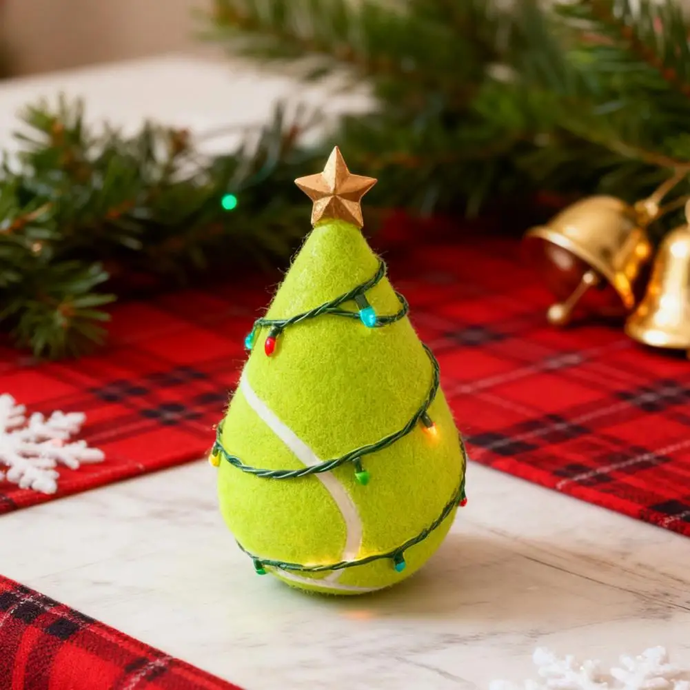 High-quality Christmas Tree Tabletop Christmas Tree Handcrafted Sports Ball Inspired Christmas Tree Figurine with Faux Leather