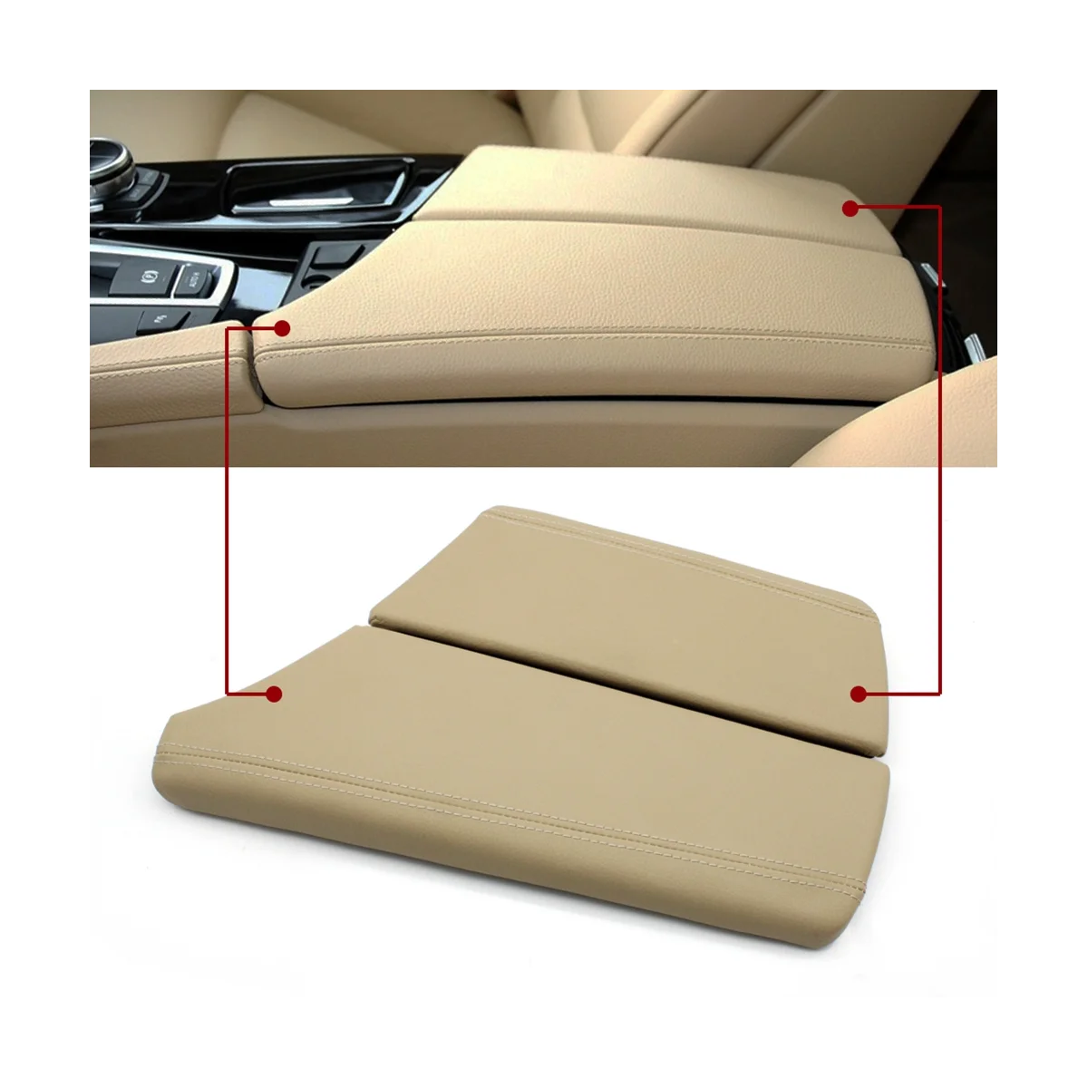 Car Center Console Storage Case Armrest Box Cover Trim for BMW 5 Series F10 F11 F18 520 525 530 2010-2017(Beige)