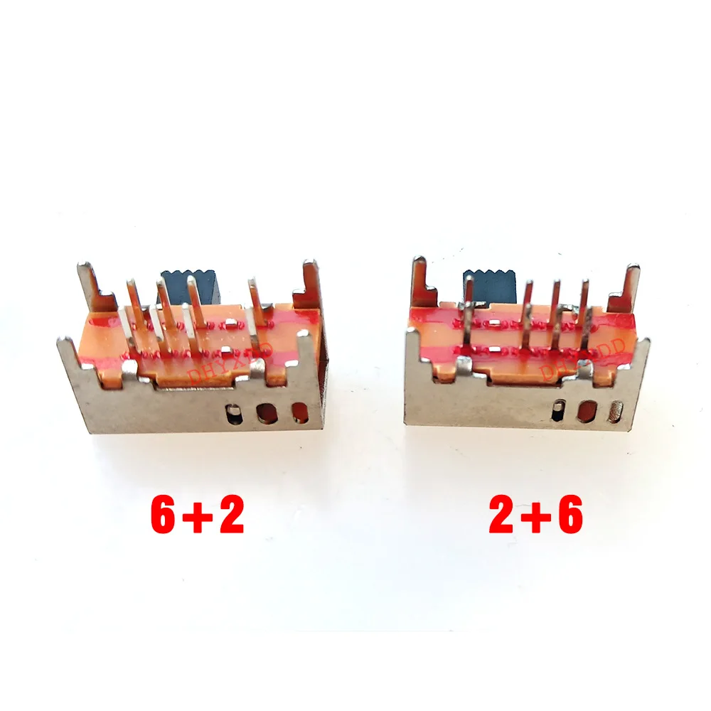 10PCS SK23D05 G6 Panel PCB 8 Pin 3 Position 2P3T DP3T Slide Switch Side Knob Straight Foot Switch Handle Toggle Power Switch