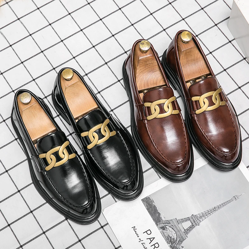 STRONGSHEN Men Formal Leather Shoes Pointed Toe Men Loafers Fashion Office Business Casual Shoes Oxford Shoes Mens Dress Shoes