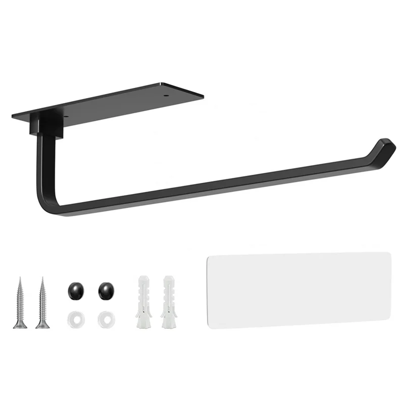 

ABRU-Under Монтажный держатель для бумажных полотенец под шкафом — самоклеящийся или просверленный, матовый черный, улучшенный кухонный рулонный диск из нержавеющей стали