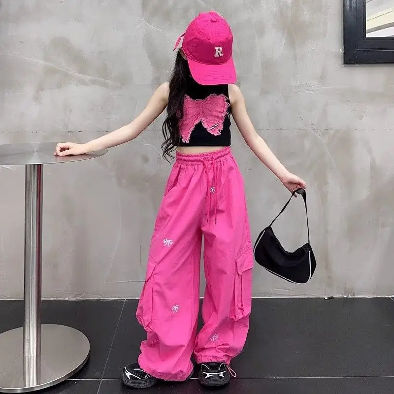 Hip Hop Street Dance Trousers Stylish Loose-fit Cargo Pants Girls Summer Arrival  Teenage Streetwear Baggy Joggers Pants 5-14Y