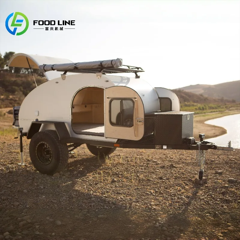 Teardrop Travel Trailer Towable Camping Trailer with Insulated Sleeping Cabin and Roof Vent System for Road Journeys