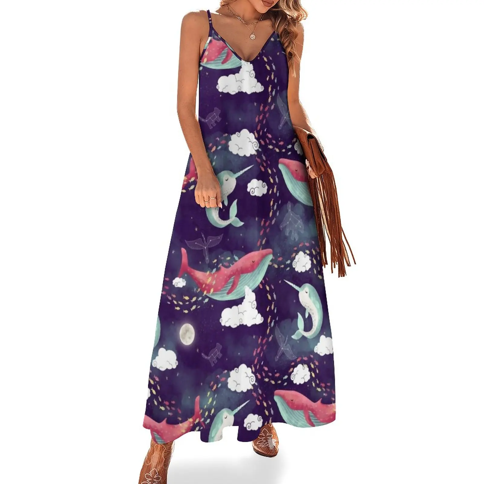 Dream Whales Sleeveless Dress summer dresses prom clothes