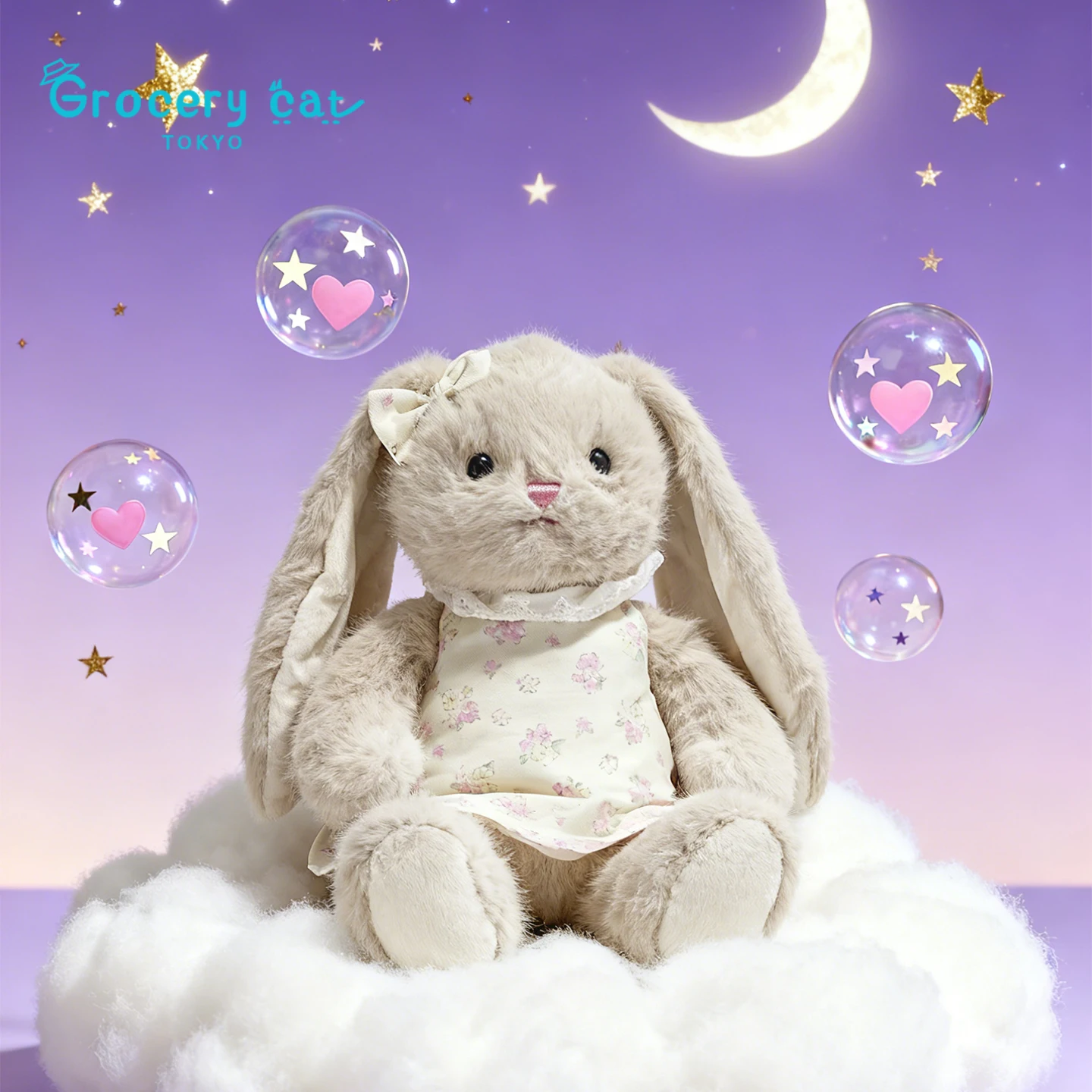 

Grocery Floral Skirt Plush Toy Long Ear Rabbit Doll Birthday Gift Soft Polyester Fiber Animal Doll for Ages 3 And above