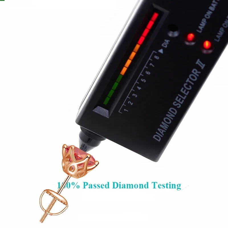 Padparadscha اكسيد الالمونيوم تمرير الماس القلم اختبار 925 فضة النساء أقراط هيبوالرجينيك وأقراط مجوهرات للنساء