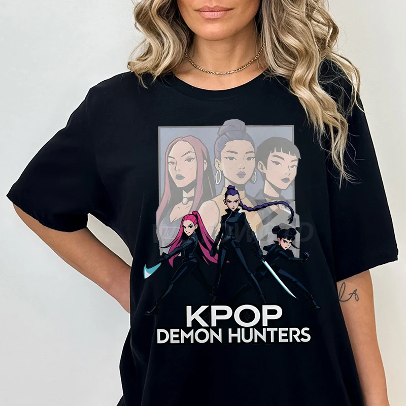 

Anime KPop Demon Hunters T Shirts For Women Men Harajuku Short Sleeve Round Neck Oversized T-shirt Casual Cotton Tees Fans Gift