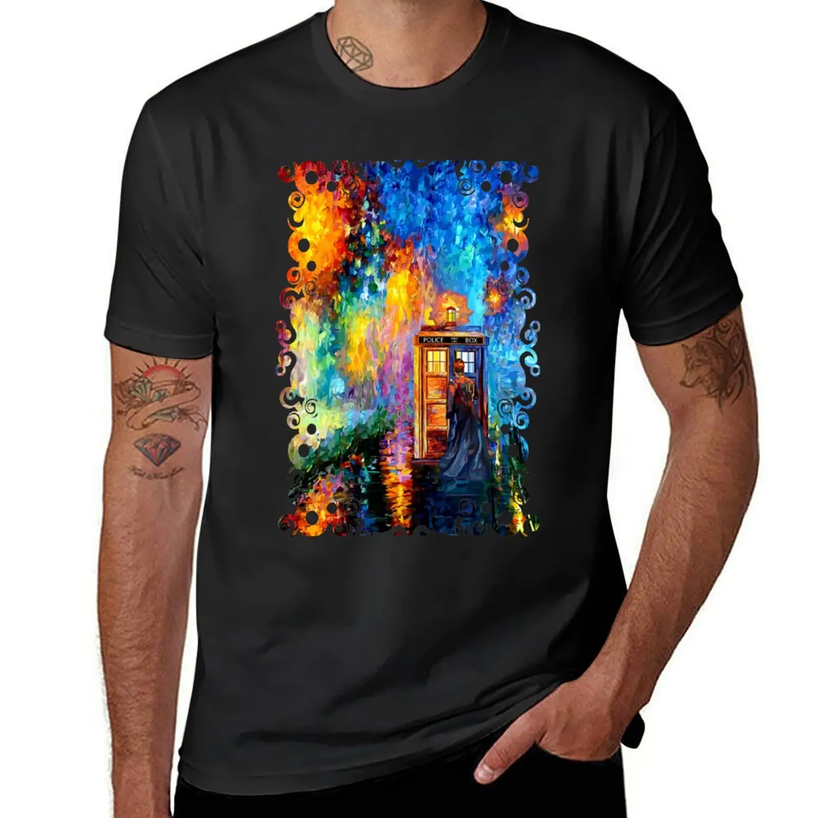Mysterious Man at beautiful Rainbow Place T-Shirt aesthetic clothes sweat sports fans T-shirts for men cotton
