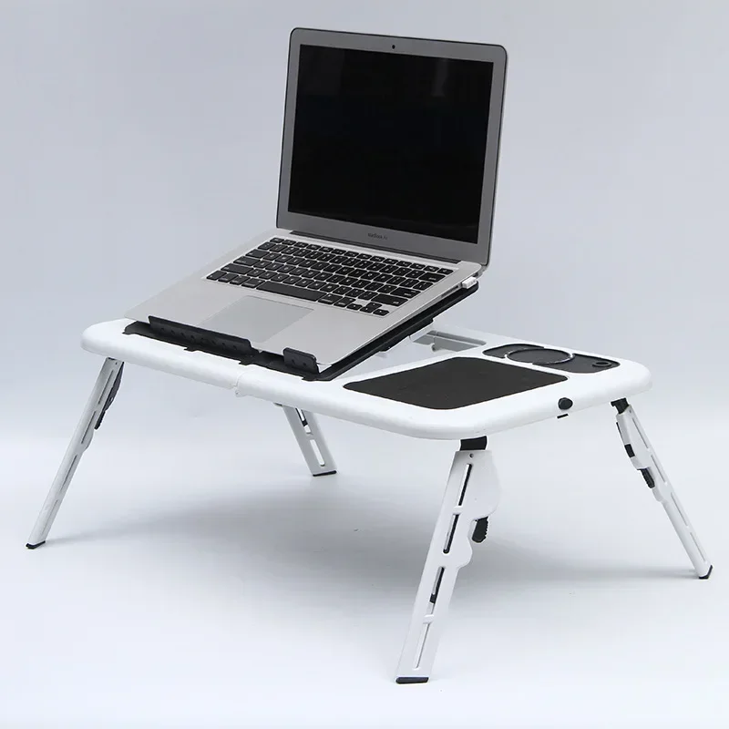 Portable Folding Adjustable Laptop Table with USB Studying Reading Gaming Small Stand Table Desk Cooling Fan for Bed Workbench