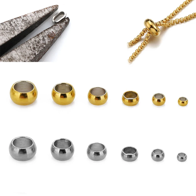 100 teile/los Edelstahl End Stopper Spacer Perlen Crimp End Positionierung Ball Perlen Für Diy Schmuck Machen Zubehör – Detail 1