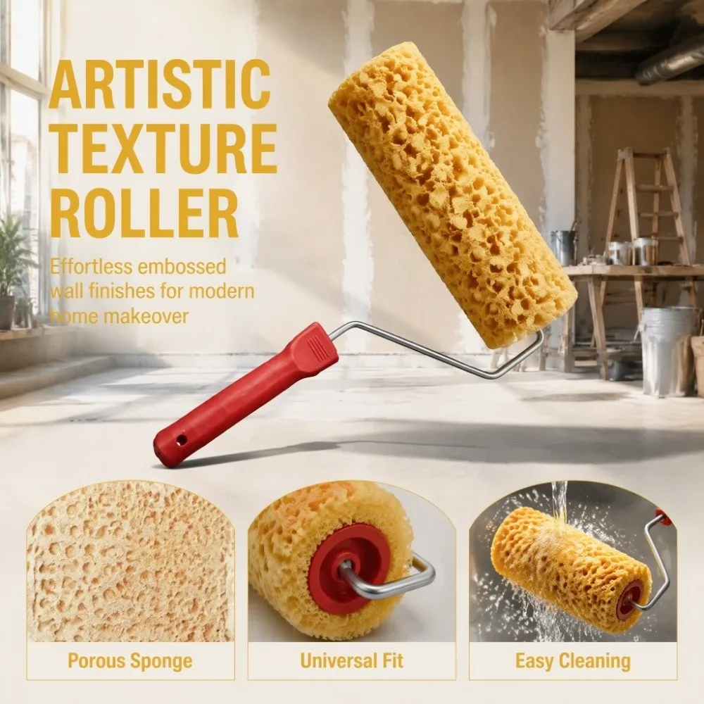 With Handle Texture Pattern Paint Roller Texture Tool Pattern Tool Imitation Seaweed Sponge Roller Art Painting