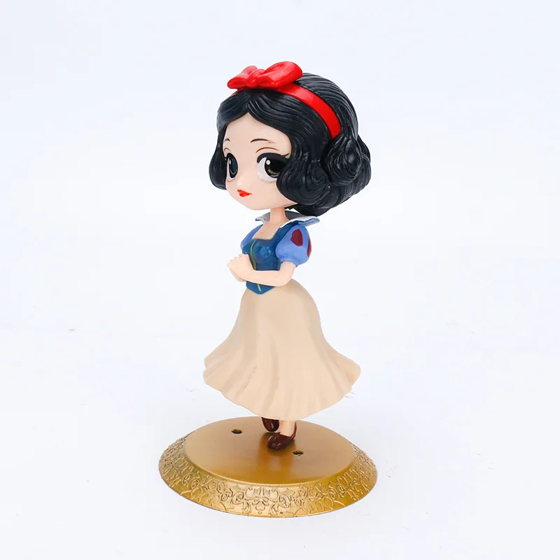 Disney 14cm Q version Princess Snow White PVC Action Figures Handmade Model Doll Fashion Cake Ornament Toys Girls Birthday Gift