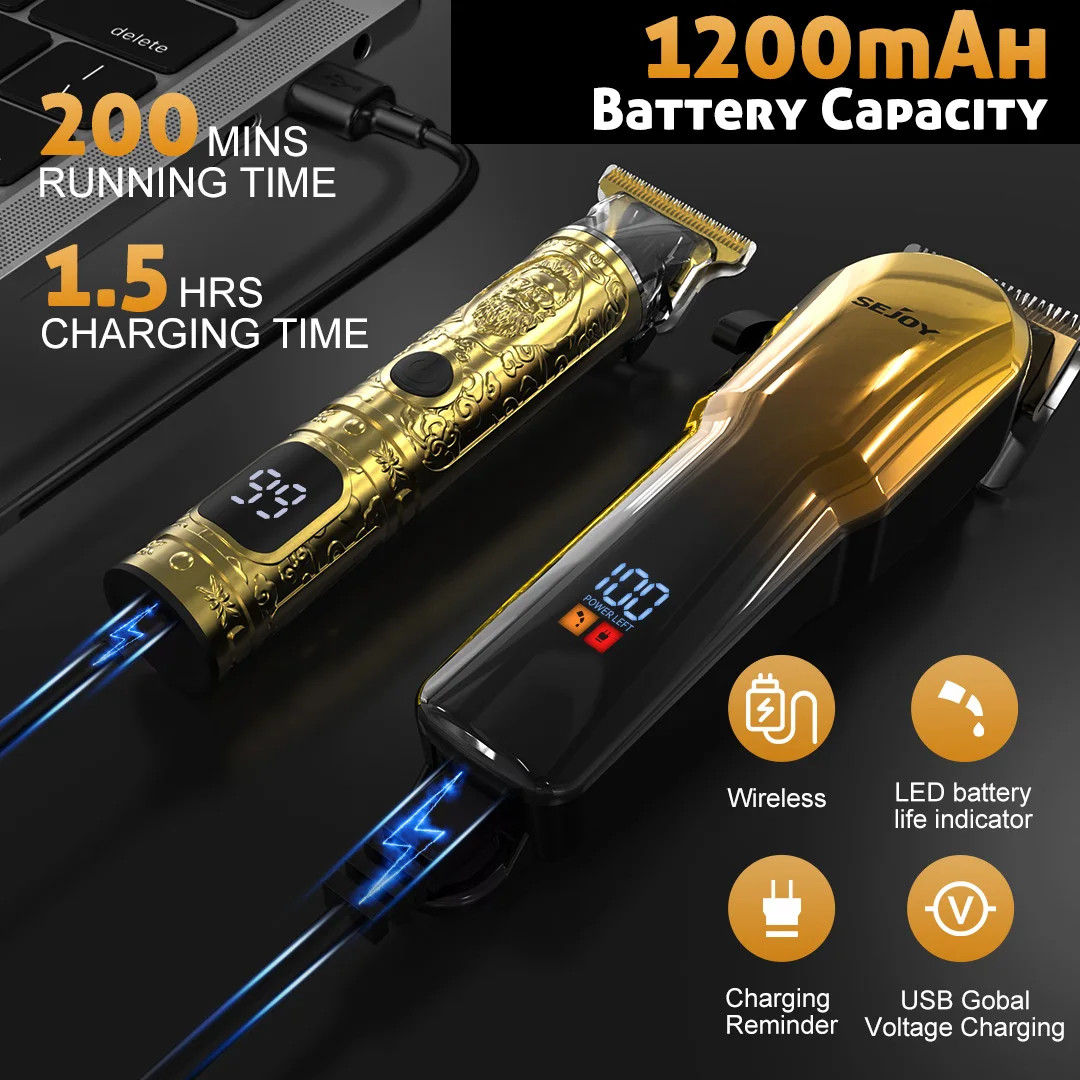 مجموعة ماكينة قص الشعر للرجال، مجموعة ماكينات قص وتشذيب احترافية، ماكينة تشذيب شعر اللحية اللاسلكية، ماكينة حلاقة، قابلة لإعادة الشحن