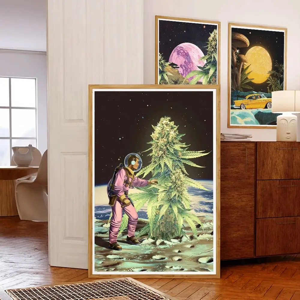 Weed Art Poster Sticky Wall Art Printing Home Living Bed Room Bar Aesthetic 