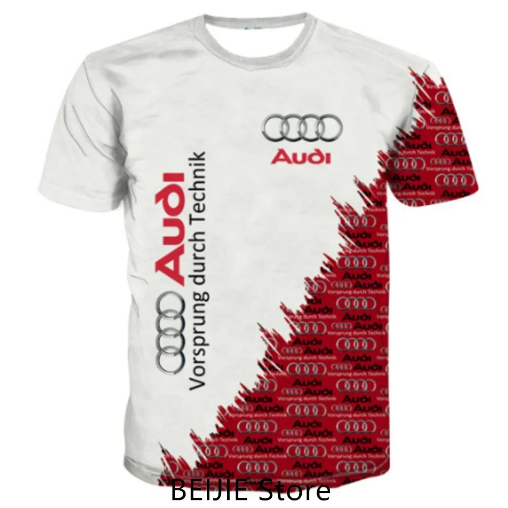 Audi T-shirt untuk pria kaos lengan pendek merek mobil LOGO pakaian musim panas Atasan Pria Fashion Wanita Jersey bayi laki-laki Audi R8 pakaian