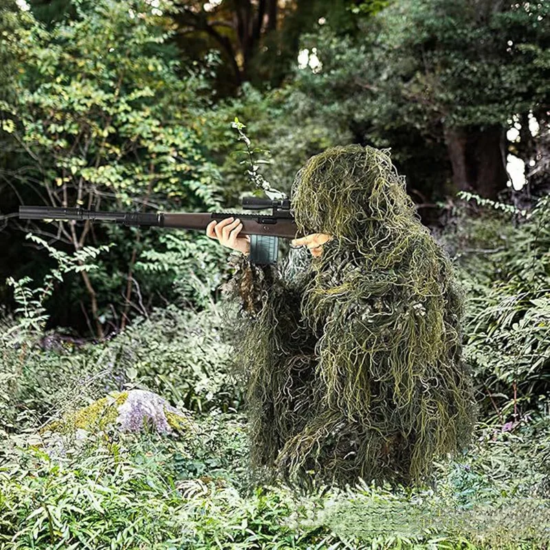 

Geely Bionic Camouflage Jungle Fur Jacket And Pants Set for Adults CS Stealth Field Suit Ideal for Outdoor Hunting Sniper Photog