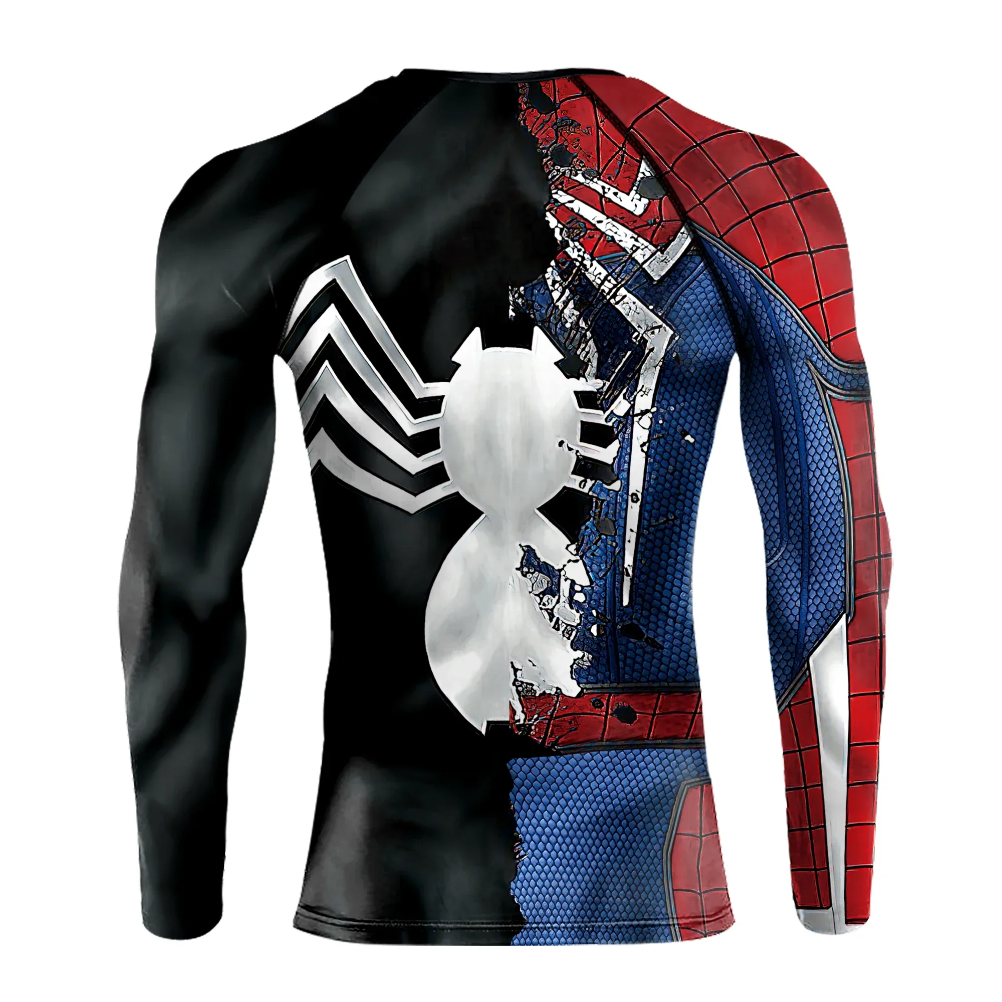 Camiseta Classic de super Heroes masculinos 2025، manga SPIDER cosplay Compression Sports and Fitness camiseta de manga larga #2