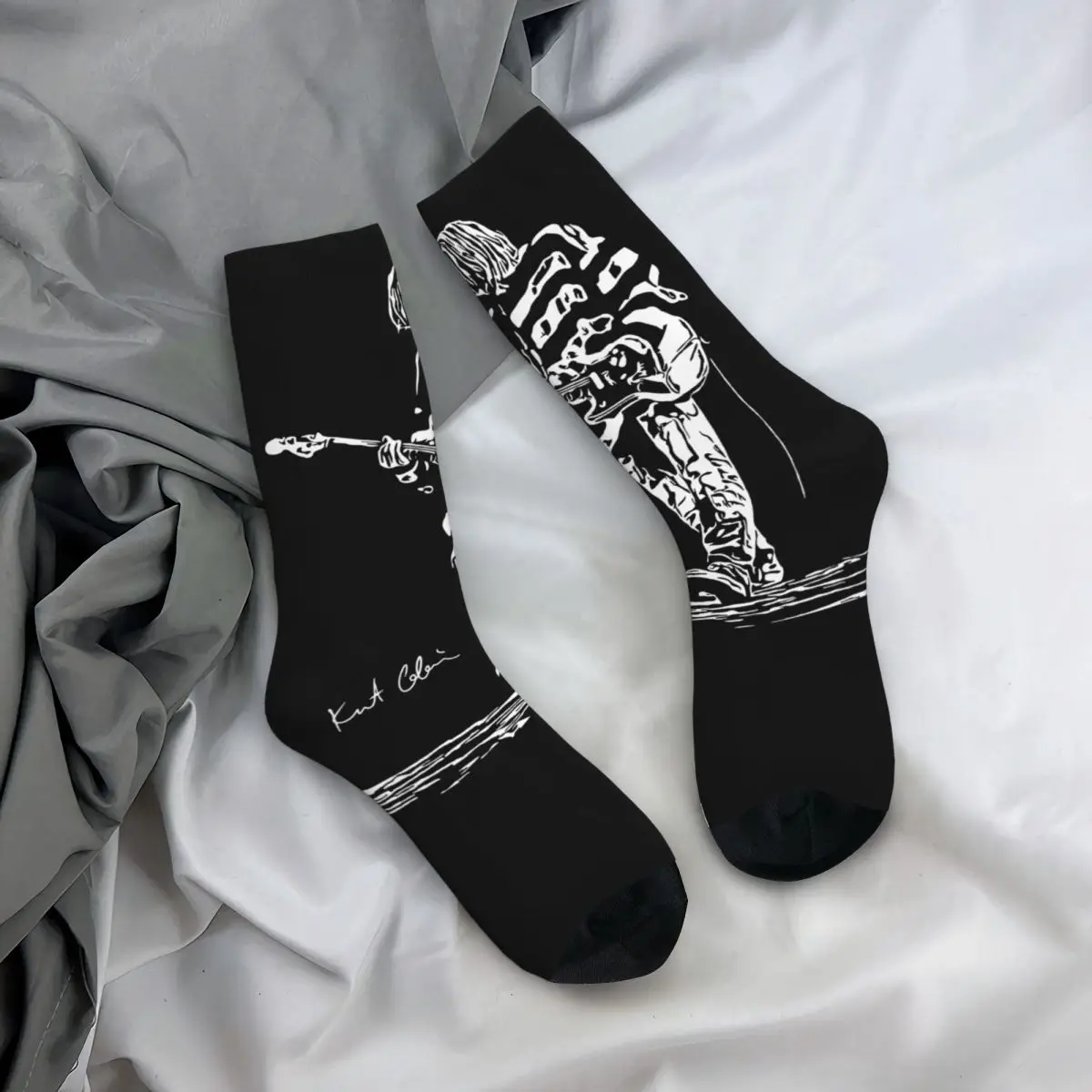 Kurt Cobain Guitar Socks Men's Women's Casual Socks Novelty Spring Summer Autumn Winter Middle Tube Socks Gift