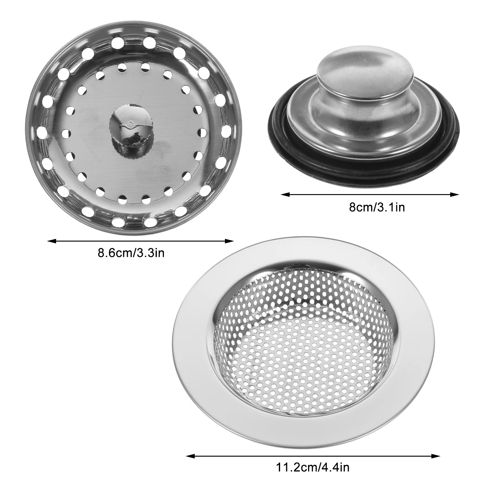 1 مجموعة مصفاة حوض بالوعة المطبخ استنزاف سلة الفولاذ المقاوم للصدأ الأسود المغلفة مكافحة انسداد تصفية لحطام الطعام حواف ناعمة