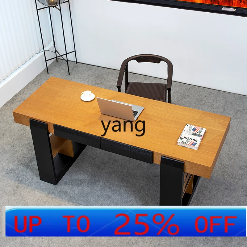 

CX minimalist solid wood desk light luxury modern double study office computer desk