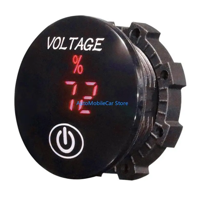 G8TE 12-24V Car Voltmeter Gauge LED Digital Display Meter Round Panel Gauge