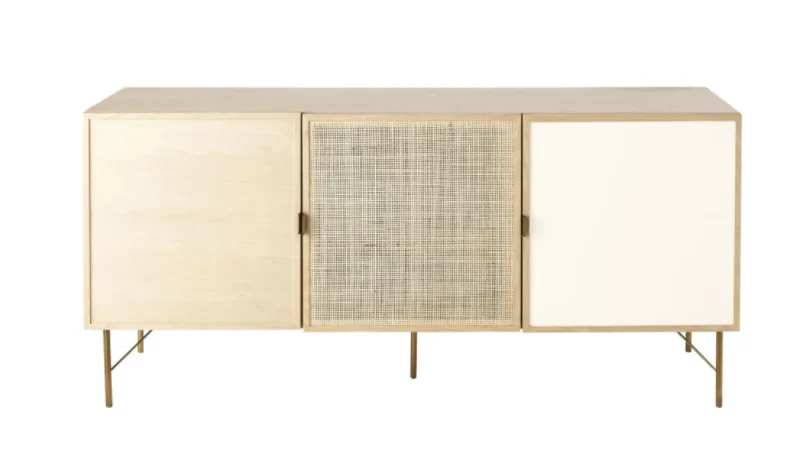 Modern Furniture Designer Wooden Kitchen Storage Cabinet Set Chest of Drawers with Rattan