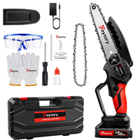 6 INCH Handhelo Mni Chainsaw Battery Power, 700W,  Lightweight ,1.5Ah Battery, Fast Charger, 3500RPM, 2 x High Hardness Chains