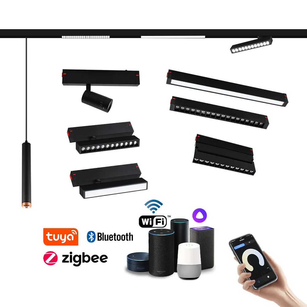 LED Magnetic Track Rail Light para teto de estiramento, Lâmpada de inundação linear, Projector interior, Smart Tuya WiFi, 2 fios, 220V, 25mm, Novo design