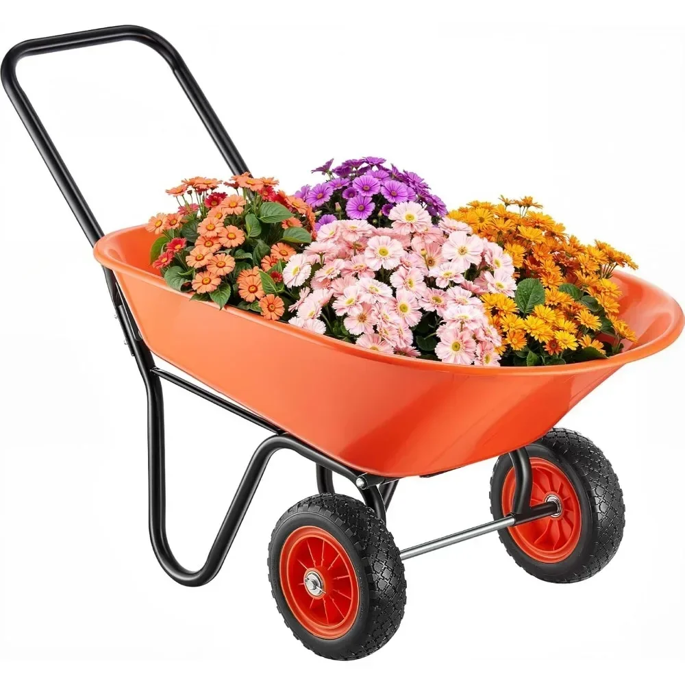

BestsellerGarden Wheelbarrow, 5 Cubic Feet & 397 lbs Capacity, Dual Wheel Utility Cart with Wide Tread, Foldable Garden Wagon wi