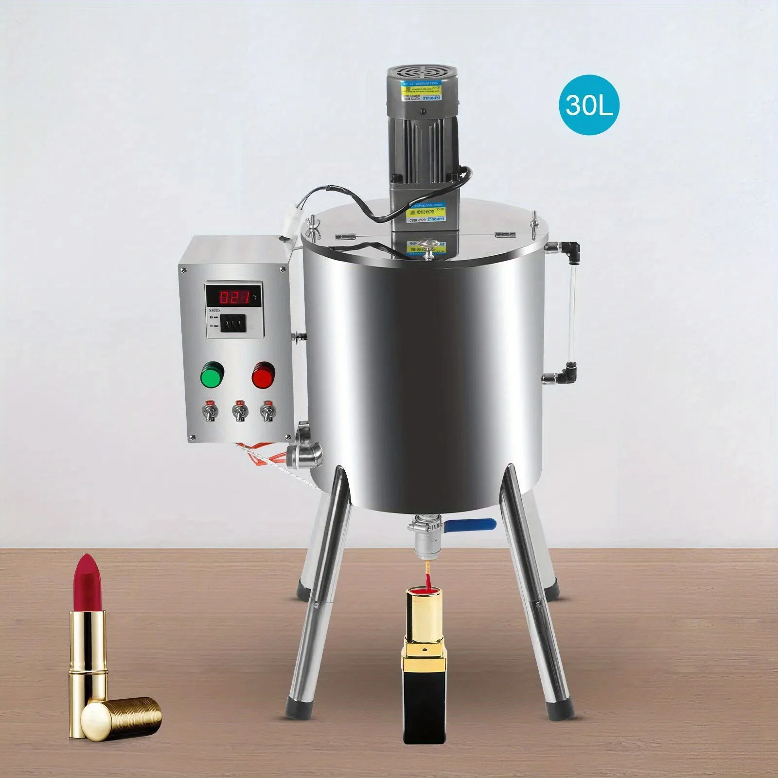 30L Cosmetic Filling Machine - Sanitary Stainless Steel Cream/Paste Filler w/ Mixing System
