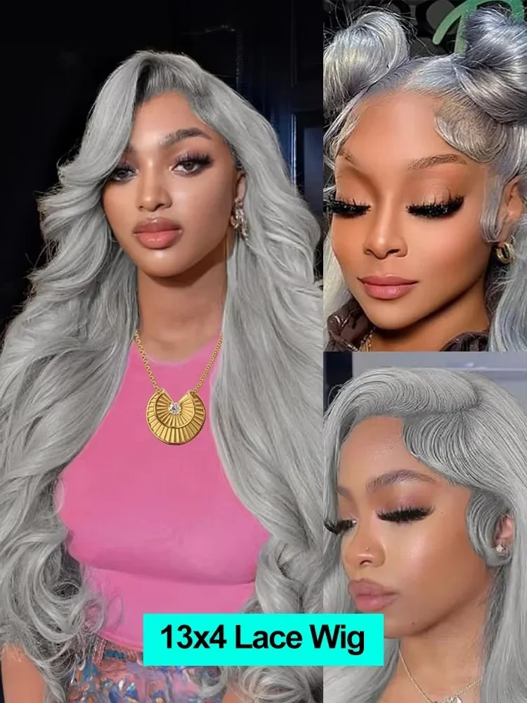 13x6 Hd الدانتيل الشفاف الباروكة الأمامية 100% الخام الفيتنامية الفضة رمادي خصلات الشعر المستعار الإنسان الدانتيل الجبهة الباروكات للنساء السود 30 32 بوصة