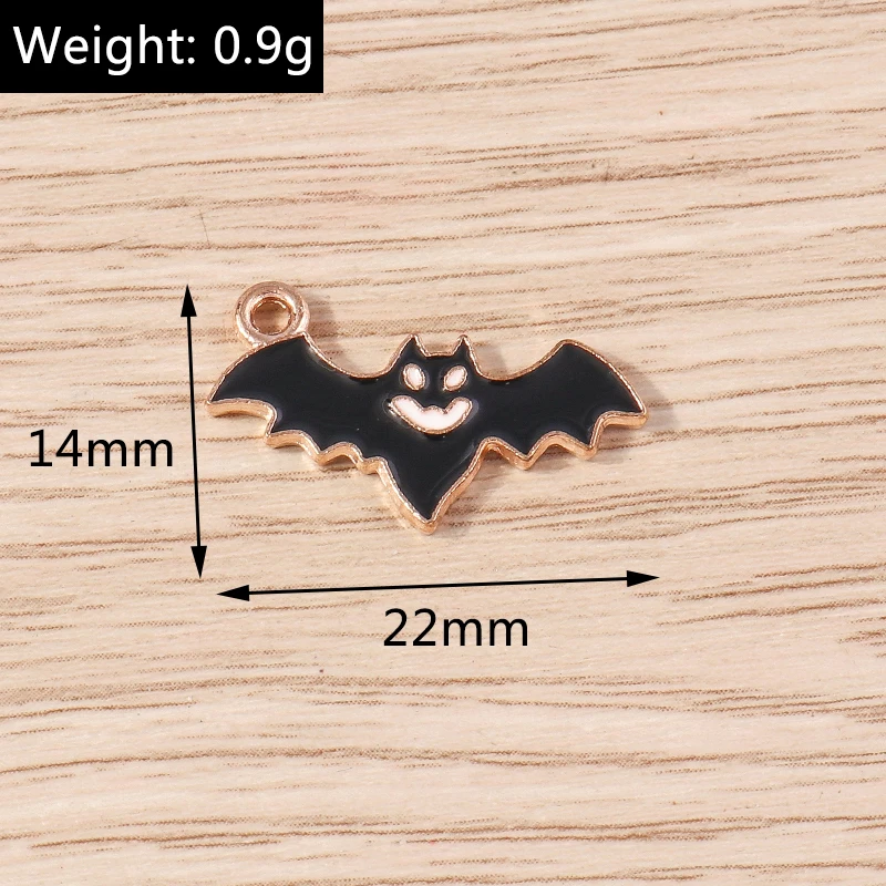 10pcs 22x14mm Cartoon Enamel Halloween Bat Charms Pendants for Earrings Necklaces Bracelet DIY Crafts Jewelry Making Accessories