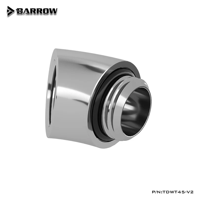 BARROW G1/4" 45 Angled Male To Female Water Cooling Fittings Elbow Connector,Black/Bright Silver/White,TDWT45-V2