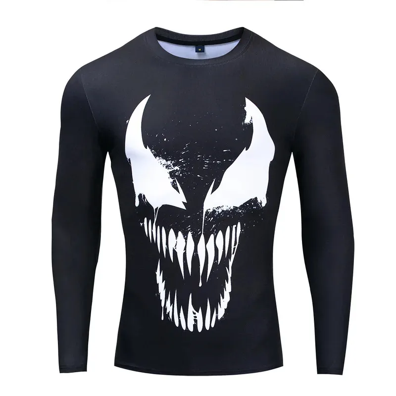 

3D Print Miniso Movie Venom Men's Long Short Sleeve T-shirt Sports Casual Fitness Riding Outdoor Jogging Tight Dry Clothes