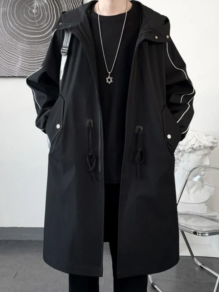 

Утепленная мужская ветровка средней длины 2025 года, новая молодежная модель большого размера, с декоративной молнией, не требует глажки