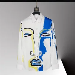 2024 spring new European and American cross-border foreign trade fashion youth popular digital printed men's long-sleeved shirt